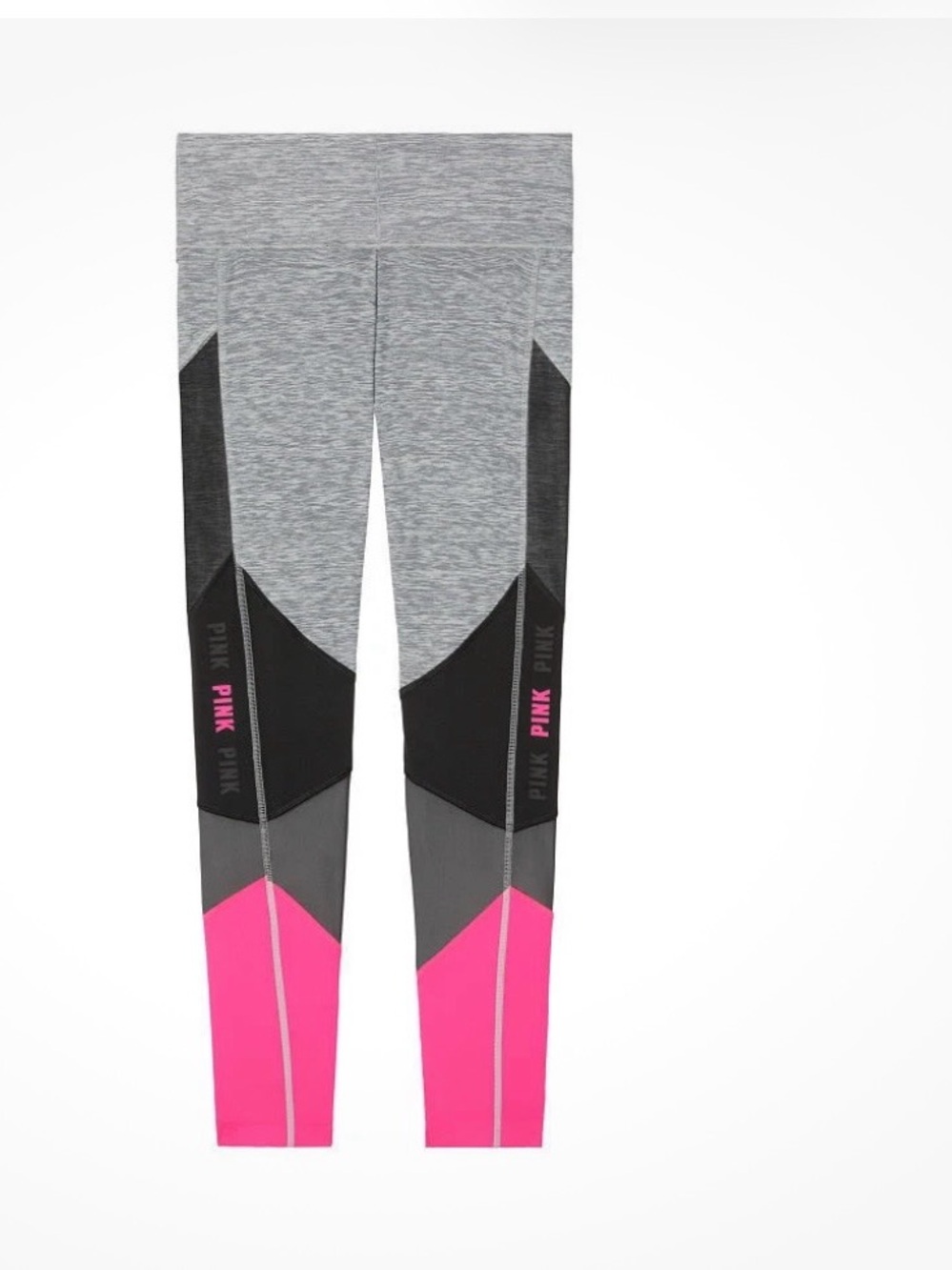 PINK Victoria's Secret Gray & Hot Pink Colorblock Active Leggings